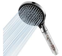 Ibergrif Pommeau de Douche Filtrant Haute Pression, 3 Modes, Anti-Calcaire, Filtration Multicouche, Débit Économique jusqu’à 30%, Douchette Salle de Bain, M20226