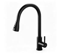 Ibergrif Robinet Cuisine 360° Pivotant Douchette Extractible, Mitigeur Évier Acier Inoxydable Noir Chromé, 3 Modes de Pulvérisation, Économie d'Eau,M22136B