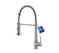 Ibergrif Robinet Cuisine, Mitigeur Cuisine Avec Douchette Extractible, Robinet D'Évier À Arc Élevé Rotatif À 360°, Avec Deux Fonctions De Pulvérisation, Acier Inoxydable, M22143A