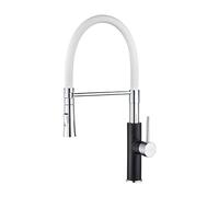Ibergrif Robinet Cuisine Mitigeur Cuisine Laiton, Tuyau Silicone 360° Rotatif Flexible, 2 Modes Jet/Vaporisateur, Eau Chaude Froide, Économie d’Eau, Support Fixe, Installation Simple Monotrou