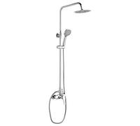 Ibergrif Roma, Colonne de Douche avec Mitigeur, Tête et Douchette, Flexible, Support, Chromé, Argent