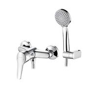 Ibergrif Roma - Mitigeur, Robinet de Douche avec Douchette et Flexible, Support, Chromé, Argent