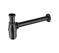 Ibergrif siphon de lavabo en métal 1,25 x 32 mm noir | Tube en acier inoxydable, anti-odeur, hauteur réglable, pour évier de cuisine