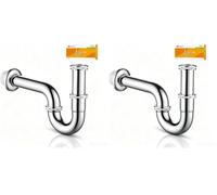Ibergrif Siphon Lavabo Réglable - Siphon Inox Chromé Anti-Odeur et Anti-Fuite, 1"1/4 x 32 mm, Pour Lavabo ou Lave-Mains, Acier Inox 304 Facile à Installer - M20506 (Lot de 2)