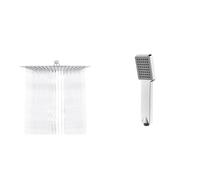 Ibergrif Tete de Douche Inox - Economie d'Eau, Pommeau Carré 30CM, Tete Pluie Universelle & Pommeau de Douche Economie Deau Pression- Douchette Universelle Interface 1/2 Pouce