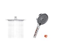 Ibergrif Tete de Douche Inox - Economie d'Eau, Pommeau de Douche Carré 20CM & Pommeau de Duche, YEAUPE PRO Pommeau de Douche Economie Deau, Pommeau de Douche Anti calcaire Grand