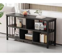 IBF Bibliothèque 5 Cubes 140cm métal Rustique Rangement Basse Brun Rustique | Étagère Cubique Cadre Métal Renforcé Panneau Anti Rayure Pieds Ajustables Autoportant Sans Perçage Rangement Manga Plantes