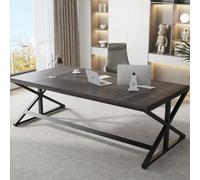 IBF Bureau Ordinateur Industriel Double Poste Finition 180Cm Chêne Foncé