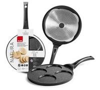IBILI - Crêpière pour 4 mini-crêpes Natura, 26 cm, Fonte d’aluminium, Antiadhésif style pierre, Compatible avec l’induction