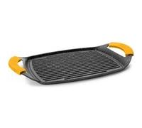 IBILI - Plancha ondulée en pierre basique, 36 x 23 cm, Fonte d’aluminium, Antiadhésif style pierre, Compatible avec l’induction