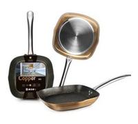 IBILI - Grill Natura Copper, 28 x 28 cm, Aluminium, Antiadhésif style pierre, Compatible avec l’induction
