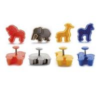 IBILI Emporte-pièces 734700 Lot de 4 avec poussoir Safari Multicolore