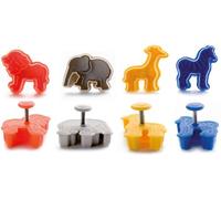 IBILI 734700 Lot de 4 emporte-pièces avec Poussoir Safari Multicolore