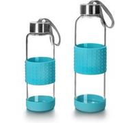 Ibili - Bouteille en Verre Sky, 360 ml, Bleu, Borosilicate, Réutilisable, Protection Anti-Choc