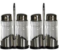 Ibili 768700 Ensemble Salière Poivrière, Acier Inoxydable, Argent/Transparent, 10 x 8 x 4 cm (Lot de 2)