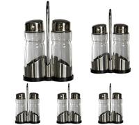 Ibili 768700 Ensemble Salière Poivrière, Acier Inoxydable, Argent/Transparent, 10 x 8 x 4 cm (Lot de 5)