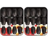 IBILI 820502 Plaque de 12 madeleines, Acier, Noir, 25,9 x 20,9 x 1,4 cm (Lot de 2)