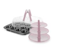 IBILI 828000 Moule Muffin 12 Cavités avec Couvercle + Support Acier/Plastique