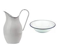 Ibili 903425 Jarre Bombée en acier émaillé vitrifié 2,5 l Blanche & 903132 Cuvette en acier émaillé vitrifié 32 cm Blanche