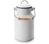 IBILI Laitière 904301 - Acier émaillé blanc/bleu, couvercle bois - 1 L