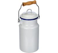 IBILI Laitière 904301 - Acier émaillé blanc/bleu, couvercle bois - 1 L