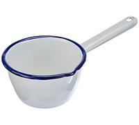 IBILI 904410 Casserole Conique avec Bec Verseur, Acier, Blanc/Bleu, 10 cm, 11 x 6 x 23 cm