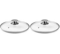 Ibili - 971612 - Couvercle en Verre Poignée en Acier Inoxydable 12 cm (Lot de 2)