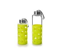 Ibili Bouteille en verre et silicone Lake 550 ml Vert Borosilicate Réutilisable Protection anti-choc