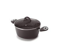 IBILI - Casserole Nature avec Couvercle en Verre, 24 cm, Antiadhésif Style Pierre, Compatible avec l’Induction