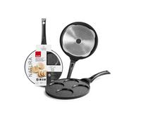 IBILI - Crêpière pour 4 mini-crêpes Natura, 26 cm, Fonte d’aluminium, Antiadhésif style pierre, Compatible avec l’induction