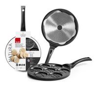 IBILI - Crêpière pour 7 mini-crêpes Natura, 26 cm, Fonte d’aluminium, Antiadhésif style pierre, Compatible avec l’induction