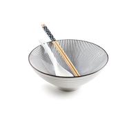 IBILI - Ensemble ramen Hakata avec bol + cuillère + 2 baguettes, porcelaine, Blanc