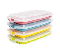 IBILI Lot de 4 couvercles pour charcuterie et charcuterie, 4 couvercles de 24,8 x 14,4 x 3,3 cm, plastique sans BPA, réutilisable, jaune, rouge, vert, bleu