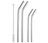 Ibili - Lot De 4 Pailles avec Brosse De Nettoyage, Acier Inoxydable, Réutilisable