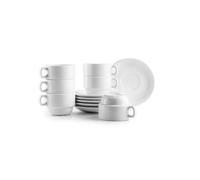 IBILI - Lot de 6 tasses de 170 ml avec soucoupes Castilla Blanca, porcelaine
