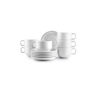IBILI - Lot de 6 tasses de 230 ml avec soucoupes Castilla Blanca, porcelaine