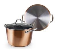 IBILI - Marmite Nature à revêtement en cuivre avec couvercle en verre, 20 cm, Antiadhésif style pierre, Compatible avec l’induction