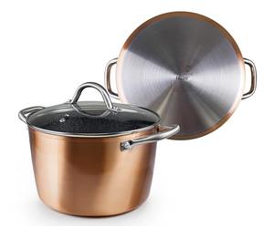 IBILI - Marmite Nature à revêtement en cuivre avec couvercle en verre, 20 cm, Antiadhésif style pierre, Compatible avec l’induction