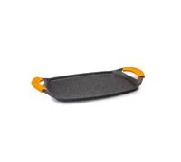 IBILI - Plancha en pierre basique, 36 x 23 cm, Fonte d’aluminium, Antiadhésif style pierre, Compatible avec l’induction