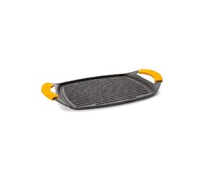IBILI - Plancha ondulée en pierre basique, 36 x 23 cm, Fonte d’aluminium, Antiadhésif style pierre, Compatible avec l’induction