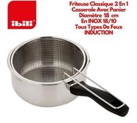 IBILI - Saucière avec panier Induktion, 18 cm, Acier inoxydable, Compatible avec l’induction, Friteuse