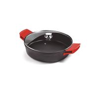 IBILI - Sauteuse Excellent titanio en fonte d’aluminium, couvercle en verre et poignées en silicone, 24 cm, Antiadhésif, Compatible avec l’induction