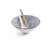 IBILI - Set pour Ramen Sapporo, Bol + Cuillère + 2 Baguettes, Porcelaine, Blanc