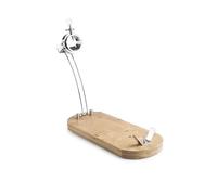 IBILI - Support à jambon pliable + rotatif maître, acier inoxydable + bambou, 48 x 18,5 cm, Marron