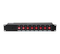 Ibiza - LC806S-FR - Boitier multiprise encastrable 19” à 8 Voies avec commutateur dédiés - Alliage Aluminium Noir - 8 Prises de Terre de Type E