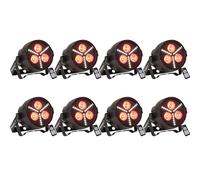 Ibiza - Pack de 8 Projecteurs Par PAR-MINI-STR - 3x4W DMX LED Dj Fête Club Boîte Nuit Soirée Bar Discothèque Lumière