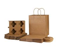 IBLUELOVER 10Pcs Porte-Gobelet en Papier Kraft Porte-Plateau pour Transport de Café Boissons Thé dans Sac à Provisions Tasse à Emporter Emballage avec Sac Support Tasse pour Restaurant Bistrot Cafés