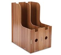IBLUELOVER Porte-Revues en Bois Organiseur de Bureau Étagère à Livres Support Magazine Papier Document Livres Fichiers Journaux Stockage Boîte de Rangement 2 Compartiments Module de Classement