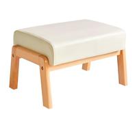 IBUYKE 10.2”H Petit Repose-Pieds Ottomane, Tabouret Repose-Pieds Rectangulaire en Faux Cuir PU avec Assise Rembourrée et Pieds en Bois, Puff Bas Repose-Pieds pour Salon-Chambre, Blanc WBD013W