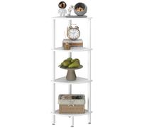 IBUYKE 4 Tier Corner Shelf Stand,Industrial Corner Display Rack,Corner Bookshelf for Living Room, Bedroom, Kitchen, Home Office, White WBC014W